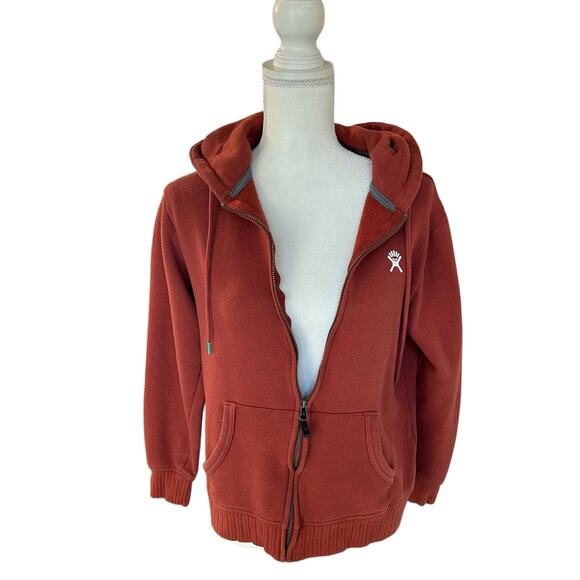 Hydro Flask Womens Burnt Orange Zip Up Hooded Jacket Size Medium Relaxed Fit - Picture 3 of 11